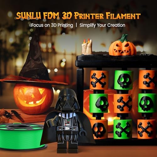 SUNLU Fluorescent PLA 3D Printer Filament, PLA Filament 1.75mm, Brighter Color for Halloween Decoration, Neatly Wound Filament, Fit Most FDM 3D Printer, 1kg Spool, Fluorescent Orange