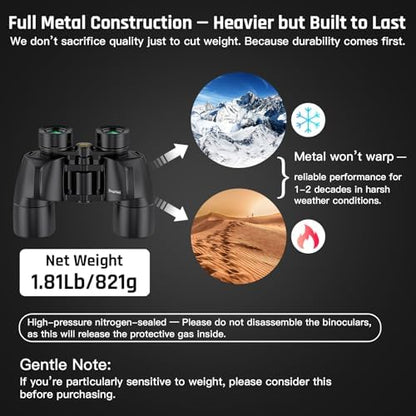 8x40 Binoculars for Adults - HD High Powered Binoculars for Bird Watching, IPX7 Waterproof Fogproof,Fully Multi-Coated BAK4 Prism Optics for Hunting,Travel