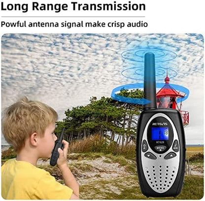 Retevis RT628 Walkie Talkies for Kids,Toy Gifts for 6-12 Year Old Boys Girls,Kid Gifts Walkie Talkie for Adults Outdoor Camping Hiking(Silvery 1 Pair)