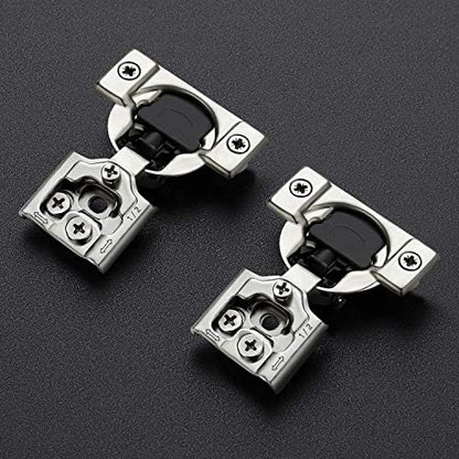 Ravinte 60 Pack (30 Pairs) 1/2 Inch Overlay Soft Close Hinges for Kitchen Cabinets - Satin Nickel Hidden Concealed Hinge, Stainless Steel, Self Closing