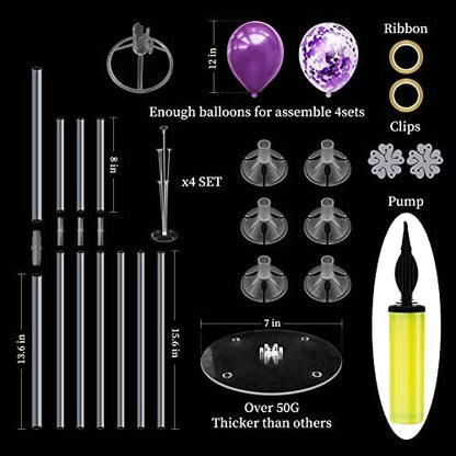Purple Balloon Stand Centerpiece Table Decorations for Birthday Bridal Shower Wedding Engagement Mother's Day Graduation Halloween Party Decorations(Purple set4)