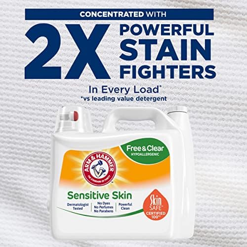 Arm & Hammer Sensitive Skin Free & Clear, 140 Loads Liquid Laundry Detergent, 140 Fl oz (Pack of 2)