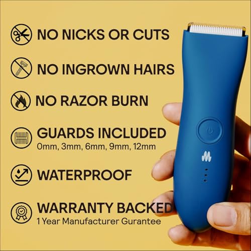 MERIDIAN The Trimmer Original - Body Hair Trimmer for Men, Electric Shaver for Pubic Hair, Chest, Legs & Bikini, Waterproof & Rechargeable, Ocean