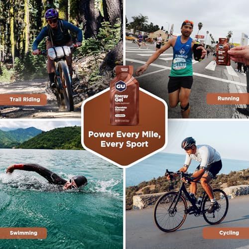 GU Energy Original Sports Nutrition Energy Gel, Vegan, Gluten-Free, Kosher, and Dairy-Free On-the-Go Energy for Any Workout, 24-Count, Chocolate Outrage