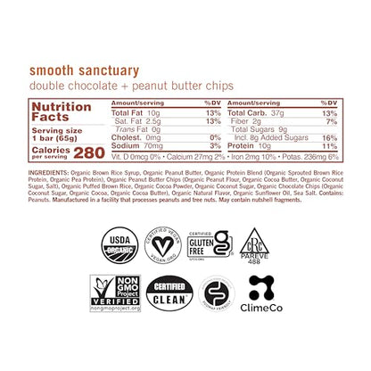 GoMacro MacroBar Organic Vegan Protein Bars - Double Chocolate + Peanut Butter Chips (2.3 Ounce Bars, 12 Count)