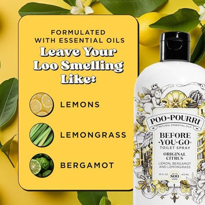 Poo-Pourri Before-You-Go Toilet Spray, Original Citrus, Refill Bottle 16 Fl Oz - Lemon, Bergamot and Lemongrass