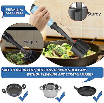 2Pack Meat Chopper, Heat Resistant Meat Masher for Hamburger Meat, Ground Beef Smasher, Nylon Hamburger Chopper Utensil, Meat Ground, Non Stick Mix Chopper Mix and Chop, Meat Masher Tool Gift（Aqua）