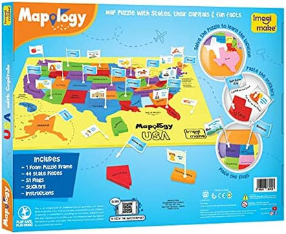 Imagimake Mapology USA Map with Capitals | Learning States and Capitals | US Geography Toys for Ages 8-13 | Jigsaw Puzzles for Kids Ages 8-10 | Educational Back to School Gifts for Kids Age 5-7 & 9-12