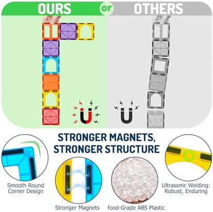 EchoPlan Magnetic Tiles,68PCS Magnetic Building Blocks,Magnet Tiles 3D Clear Building Blocks Set,STEM Sensory Educational Toys Gift for Toddlers Kids Boys 3 4 5 6 7 8 9+ Year Old