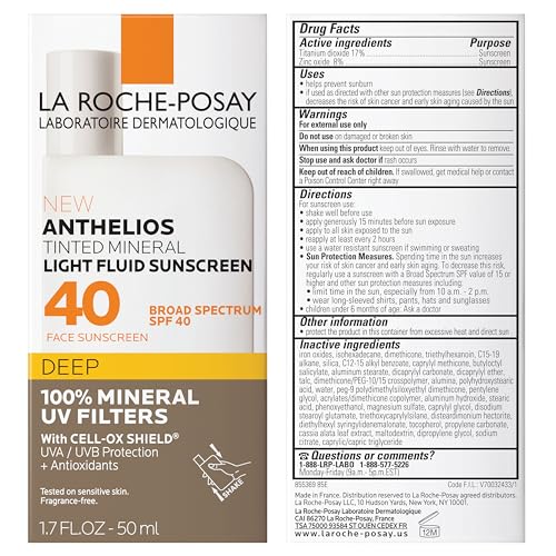 La Roche-Posay Anthelios Sunscreen SPF 50, Ultra-Light Fluid Broad Spectrum SPF 50, Face Sunscreen with Titanium Dioxide Mineral, Lightweight & Fast-Absorbing, Oil-Free, Matte Finish