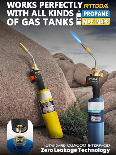 Propane Torch Head, GJ-8000pro High Intensity Torch Head, Trigger Start Gas Torch Kit for Propane, Pencil Flame Welding Torch Fuel by Mapp/Map/Propane, Soldering, Cooking（CSA Certified)