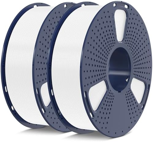 SUNLU 2kg PLA 3D Printer Filament PLA Filament 1.75mm, Neatly Wound 3D Printing Filament 1.75mm, 2000g Filament Good Vacuum Packaging, 2kg in Total, 1kg per Spool, Pack of 2, White+White