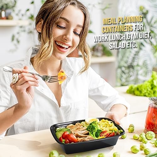 Glotoch Express Meal Prep Containers Reusable 34 OZ 20 PC Disposable Food Container with Lids Storage Plastic Togo Containers Take Away Lunch Container BPA Free, Freezer Safe, Microwave 1 Compartment