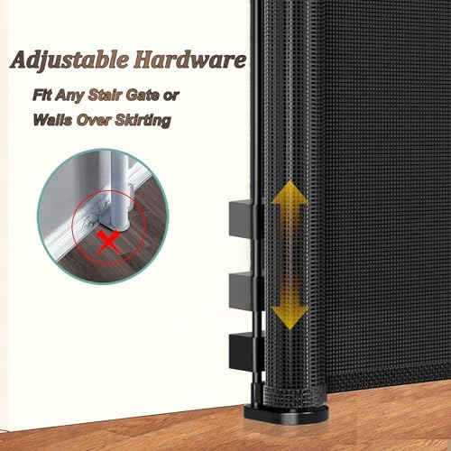 Upgraded 120 inch Retractable Baby Gates Extra Wide with Reinforced Strip Design to Prevent Crawling Through, 10 Foot Retractable Dog Gate, 34" Tall, Retractable Gate for Indoor/Outdoor