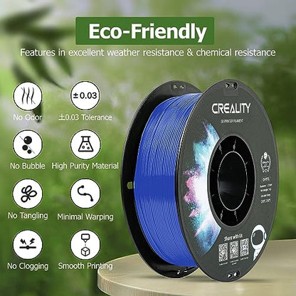 Official CREALITY PETG 3D Printer Filament 1.75mm 1KG (2.2lbs), High Precision Strong Toughness, Odorless Better Flow Moistureproof 3D Printing Ender Filament (Blue)