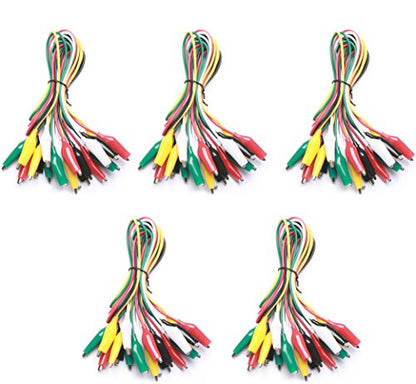 WGGE WG-026 10 Pieces and 5 Colors Test Lead Set & Alligator Clips,20.5 inches / 22 AWG Wire (5 Pack)