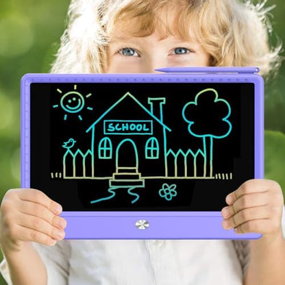 FLUESTON LCD Writing Tablet, Doodle Board Toys Gifts for 3-8 Year Old Girls Boys, 12 Inch Colorful Electronic Board Drawing Pad for Kids, Gifts for Toddler Educational Learning Travel Birthday, Purple