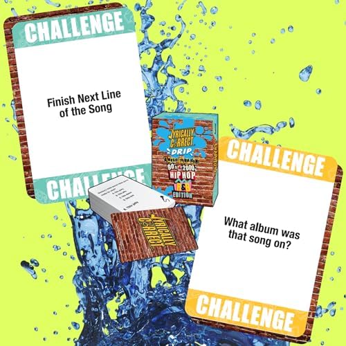 Lyrically Correct OG Waterproof 90s & 2000s Hip Hop and R&B Trivia Card Game – Durable, Splash-Proof Party for Adults, Travel, Outdoor Fun, Camping, Family Game Night