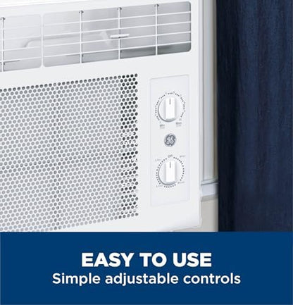GE Window Air Conditioner Unit, 5,000 BTU for Small Rooms up to 150 sq ft. with Manual Adjustable Fan and Cooling Settings, Perfect for Small Bedroom or Living Room, Easy Install Kit Included, White