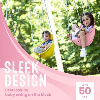 Swurfer Coconut Toddler Swing – Comfy Baby Swing Outdoor, 3- Point Adjustable Safety Harness, Secure, Safe Quick Click Locking System, Blister-Free Rope, Easy Installation, Ages 6-36 Months