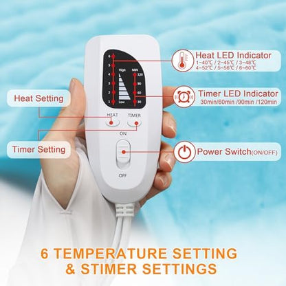 Heating Pad-Electric Heating Pads for Back,Neck,Abdomen,Moist Heated Pad for Shoulder,Knee,Hot Pad for Arms and Legs,Dry&Moist Heat & Auto Shut Off(Baby Blue, 12''×24'')