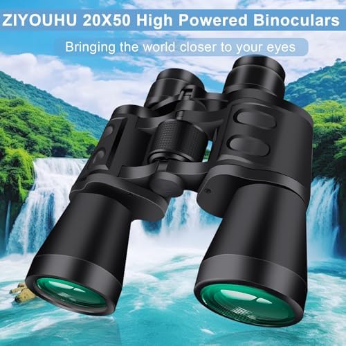 20x50 Binoculars for Adults High Powered with Low Light Compact Waterproof Binoculars for Bird Watching Hunting Travel Football Stargazing BAK-4 Prism FMC Lens(Black)