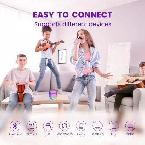 IROO Mini Karaoke Machine for Kids, 2025 TOP Toys Birthday Gifts Ideas for Girls Ages 4, 5, 6, 7, 8, 9, 10, 12+ Years Old, Portable MP3 Player with 2 Wireless Mics for Party