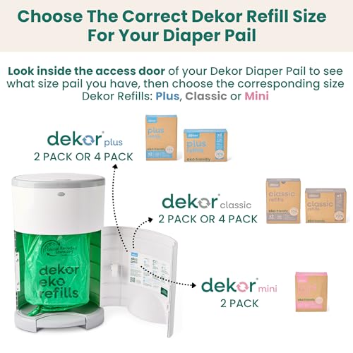 Diaper Dekor Classic Hands-Free Diaper Pail | Easiest to Use | Just Step – Drop – Done | Doesn’t Absorb Odors | Most Economical Refill System | 70% Recycled Materials | EKO White
