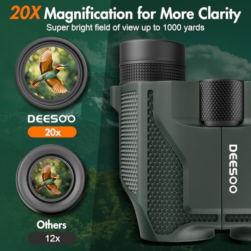 Compact Binoculars for Adults and Kids - Deesoo 20x25 Mini Lightweight High Powered Binocular for Bird Watching - Easy Focus Small Pocket Binoculars for Travel Concert Hunting Hiking