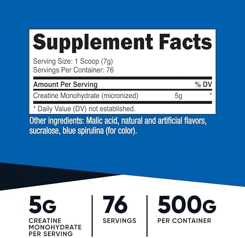 Nutricost Creatine Monohydrate Powder 500G (Blue Raspberry) (Pack of 2)