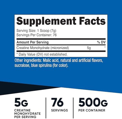 Nutricost Creatine Monohydrate Powder 500G (Blue Raspberry) (Pack of 2)