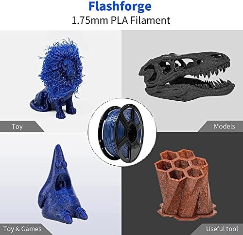 FLASHFORGE PLA Filament 1.75mm Galaxy Blue, 3D Printer Filament with Silver Glitter 1kg (2.2lbs) Spool, Dimensional Accuracy +/- 0.02mm, Shimmering 3D Printing Filament for Unique Finish