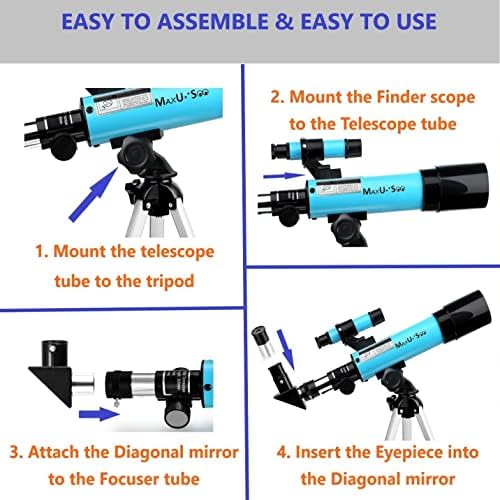 Lunar Telescope for Kids and Astronomy Beginners, Refractor Telescope with Finder Scope and 3 Eyepieces, Travel Telescope with Compact HD Binoculars for Moon Viewing Bird Watching Sightseeing