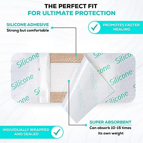 MedVanceTM Silicone - Bordered Silicone Adhesive Foam Dressing, 2"x5" (1.2"x3.4" pad) Box of 10 dressings