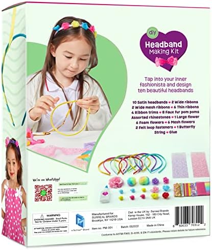 Pretty Me Headband Making Kit for Girls - Arts & Crafts Gift - Make Your Own Fashion Headbands for Kids - DIY Hair Accessories Set - Gift for Ages 5-12 Year Old Girl - Little Kids Art & Craft Gifts