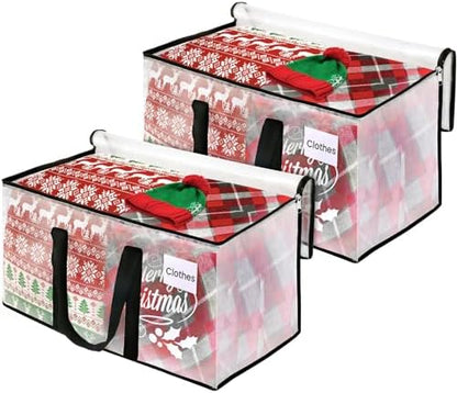 Clear Heavy Duty Extra Large Moving Bags, Reinforced Handle and Double Zipper, Storage Bags Alternative to Moving Box (2 Packs)