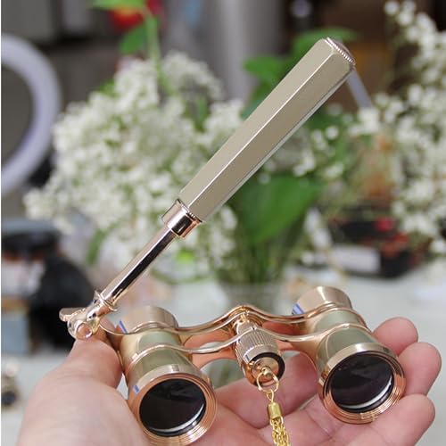 Yourelexit® Opera Glasses Binoculars 3X25 Lorgnette Theater Glasses Optical BK9 Mini Compact Lightweight Built-in Foldable Adjustable Handle Vintage for Adults Kids Women in Musical Concert Cinema