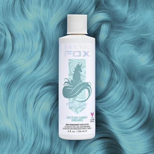 Arctic Fox Semi-Permanent Hair Dye, Vegan & Cruelty-Free, Pastel Blue, Ammonia-Free, Peroxide-Free, Conditioning Color, For Bleached Hair, Cotton Candy Dreams, 8 Fl Oz (Pack of 2)