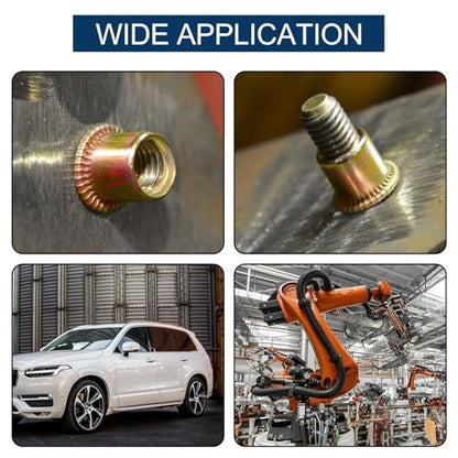 Metric & SAE Rivet Nut Assortment Kit(920 Pcs), M3 M4 M5 M6 M8 M10#6-32#8-32#10-24 1/4"-20 5/16"-18 3/8"-16 UNC Flat Head Rivnut Set, Zinc Plated Finish Carbon Steel Nutsert