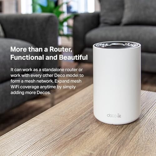 TP-Link Deco XE75 AXE5400 Tri-Band WiFi 6E Mesh System - Covers up to 5500 Sq.Ft, Replaces WiFi Router and Extender, AI-Driven Mesh, 6GHz Band, 2-Pack