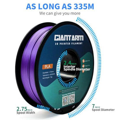 GIANTARM 3D Printer Filament, Purple Pla Filament, 1Kg(2.2lbs) Spool, 1.75mm Dimension Accuracy +/- 0.03mm, 3D Printing Filament