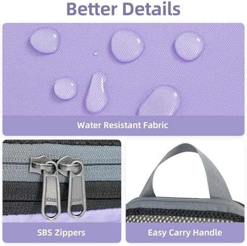 BAGAIL 4 Set/6 Set/8 Set Compression Packing Cubes Travel Accessories Expandable Packing Organizers (Half Mesh, 6-Lavender)