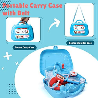 Meland Toy Doctor Kit for Kids - Pretend Play Doctor Set with Carrying Case, Stethoscope Toy & Dress Up Costume - Doctor Play Set for Kids Toddlers Ages 3 4 5 6 Year Old for Role Play Gift