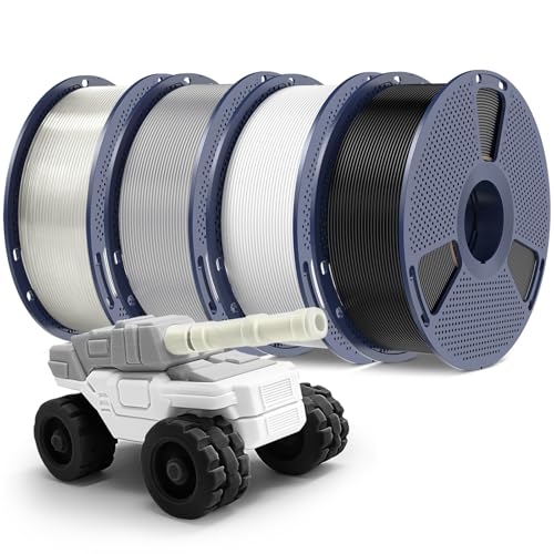 PETG Filament 1.75mm - 4kg(8.8lbs) SUNLU PETG 3D Printer Filament, Reusable Spool Compatible with Bambulab Refill Filament, 1.75mm Dimensional Accuracy +/- 0.02mm, Black+White+Grey+Clear Bundle