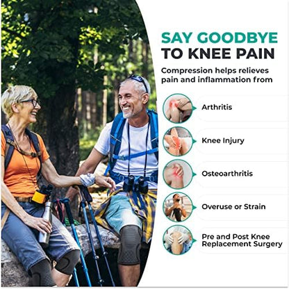 Modvel Compression Knee Brace for Women & Men - 2 Pack Knee Brace for Women Running Knee Pain, Knee Support Compression Sleeve, Workout Sports Knee Braces for Meniscus Tear ACL & Arthritis Pain Relief