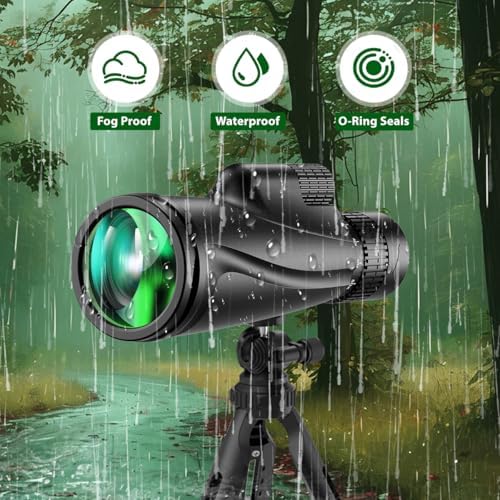 Monocular Telescope 80 x 100 High Powered Monoculars for Adults with Tripod, Monocular for Smartphone Suitable for Bird Watching Larger Vision Monoculars for Adults with BAK4 Prism & FMC Lens Black