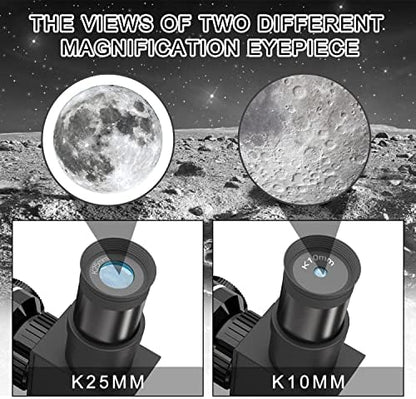Telescope for Kids & Adults Beginners, 70mm Astronomy Refractor Telescope with Adjustable Tripod, Portable Telescope for Moon & Planet Viewing, Includes 2 Eyepieces & Finder Scope