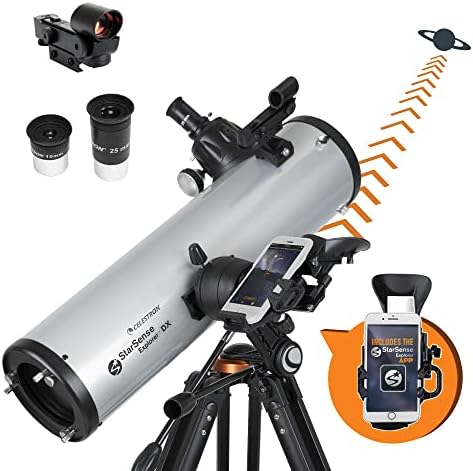 Celestron StarSense Explorer DX 130AZ App-Enabled Telescope – 130mm Newtonian Reflector with Smartphone Dock & StarSense App – iPhone & Android Compatible – Easy-to-Use for Beginners