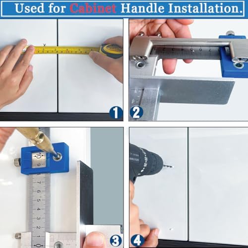 Cabinet Hardware Jig, King&Charles Metal Cabinet Handle Jig with Automatic Center Punch, Perfect Set - Avoid Jitter Caused by Direct Drilling, Use for Handles and Pulls on Drawers/Doors.