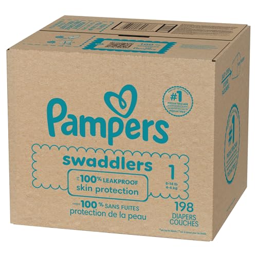 Pampers Baby Diapers - Swaddlers - Size 1, 198 Count, Ultra Absorbent Disposable Infant Diaper